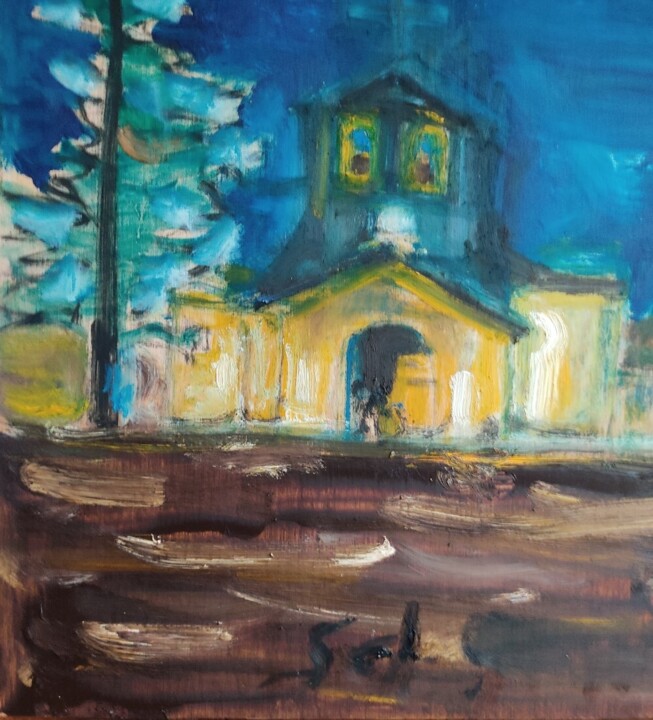 Eglise St Vincent de Lacanau Tablo, 11,8x11,8 in
