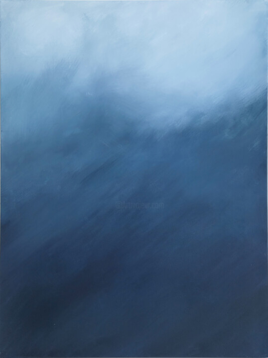 Painting titled "Fog over water" by Svetlana Kovalenoka, Original Artwork, Acrylic Mounted on Wood Stretcher frame