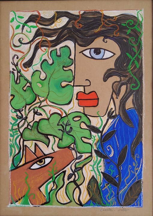 Painting titled "Déméter" by Caroline Cavalier, Original Artwork, Gouache