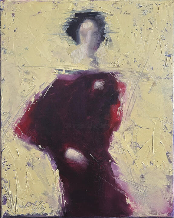Painting titled "Emotional portrait." by Igor Shulman, Original Artwork, Oil Mounted on Wood Stretcher frame