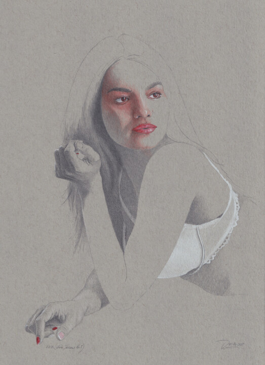 图画 标题为“"White Dessous Nr.5…” 由Walter Roos, 原创艺术品, 铅笔