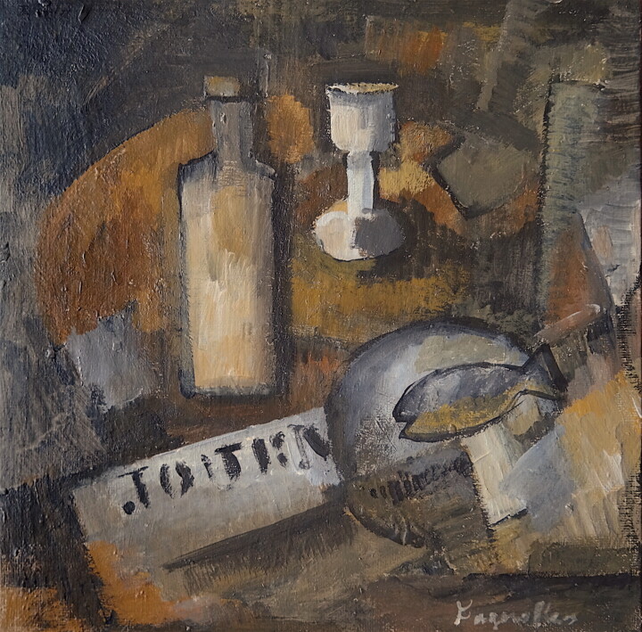 Nature morte au poisson 绘画, 9.8x9.8 in