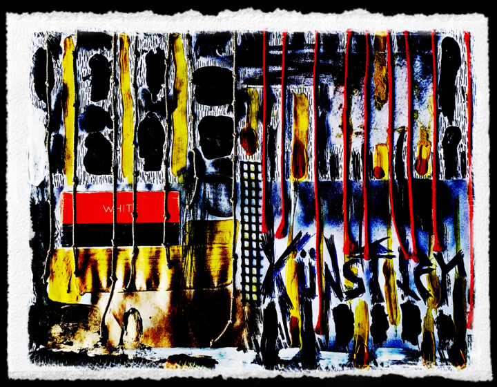 "Souvenir VII" -Edition-Ink And pigments on Paper Painting, 30.3x44.1 in