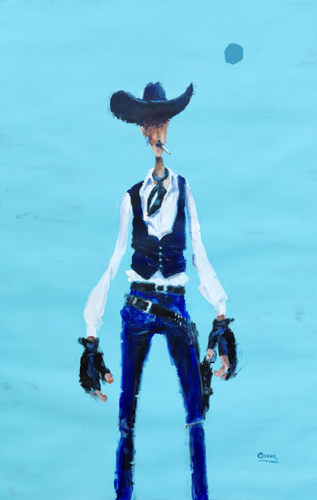 cartoon cowboy 5 -the left-handed one- Peinture, 37,8x23,8 in