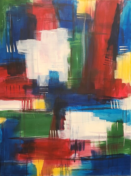 Painting titled "Its a Patchwork Wor…" by Kate Hessling, Original Artwork, Acrylic