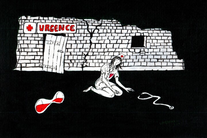 Douleur en urgence 绘画, 7.9x11.8 in