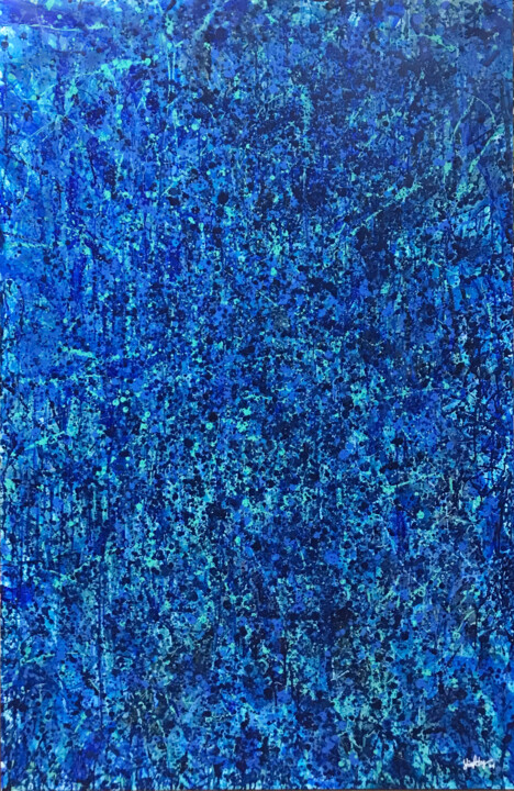 Painting titled "DIAMOND BLUE" by Yinel Chong Pit, Original Artwork, Acrylic Mounted on Wood Panel