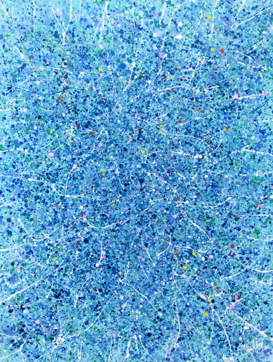 Malarstwo zatytułowany „WATER GARDEN-MIDIUM” autorstwa Yinel Chong Pit, Oryginalna praca, Akryl Zamontowany na Drewniana ram…