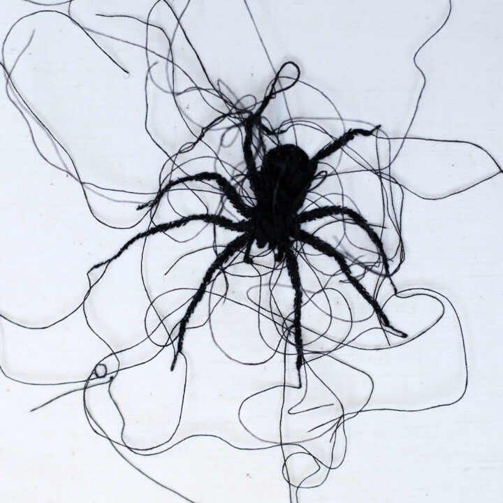 Textile Art με τίτλο "Adélirose" από Odile Guichard, Αυθεντικά έργα τέχνης, Κέντημα Τοποθετήθηκε στο Ξύλινο φορείο σκελετό