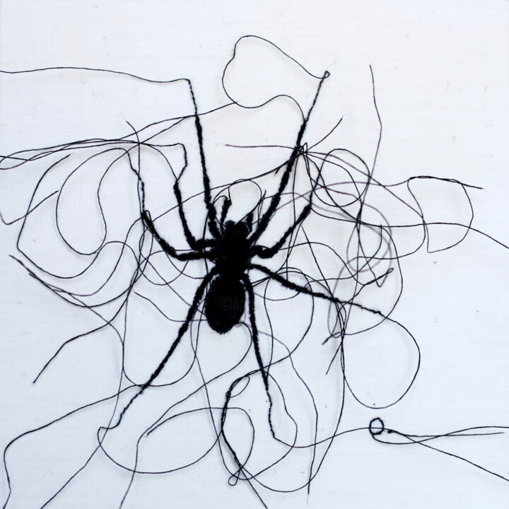 Textile Art με τίτλο "Adorée" από Odile Guichard, Αυθεντικά έργα τέχνης, Κέντημα Τοποθετήθηκε στο Ξύλινο φορείο σκελετό