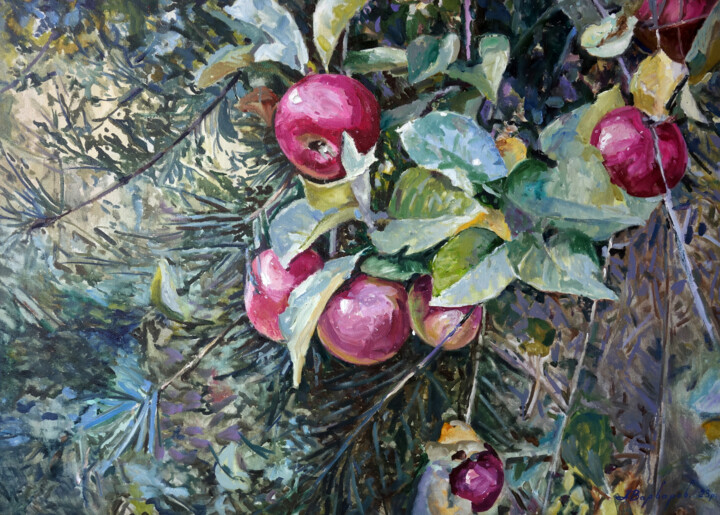 September forest paradise apples 绘画, 27.6x37.4 in