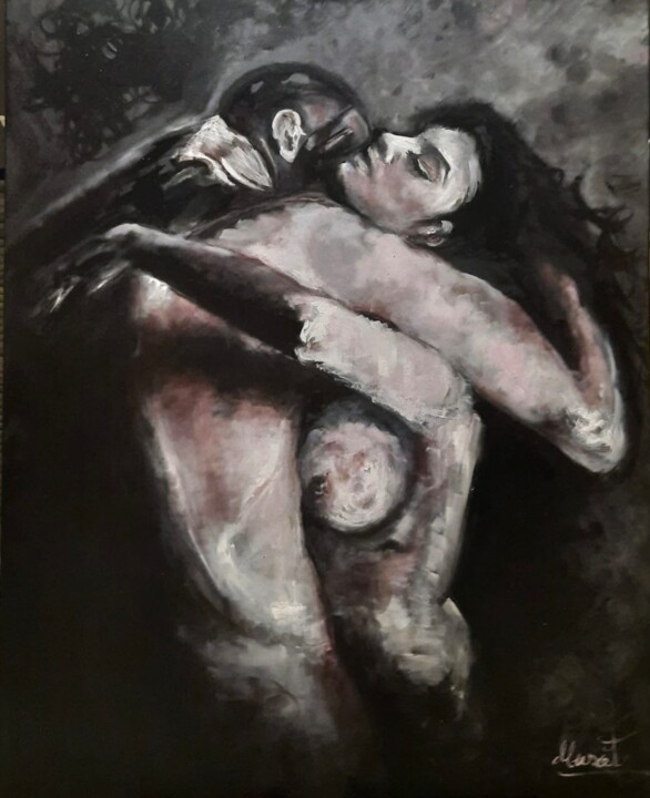 Painting titled "Il rifugio" by Antonia Calianno (Muscèt), Original Artwork, Oil Mounted on Wood Stretcher frame