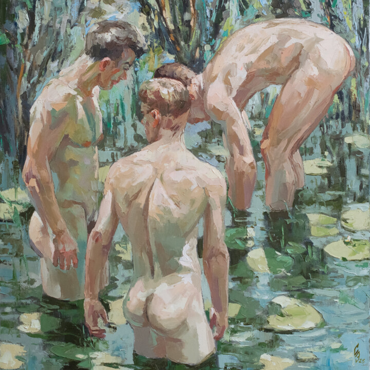 绘画 标题为“Among the Water Lil…” 由Sergey Sovkov, 原创艺术品, 油