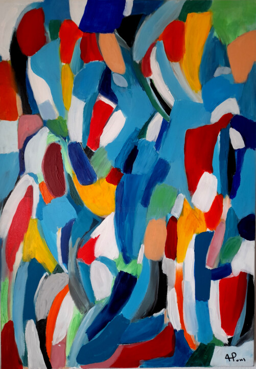 제목이 "Espace coloré"인 미술작품 Alexandre Pons로, 원작, 아크릴 나무 들것 프레임에 장착됨