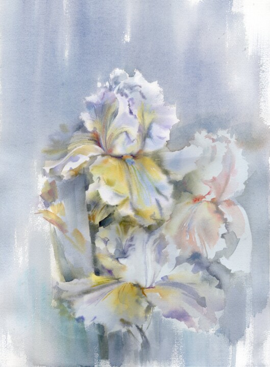 绘画 标题为“The blue flowers.” 由Alla Prisakar, 原创艺术品, 水彩