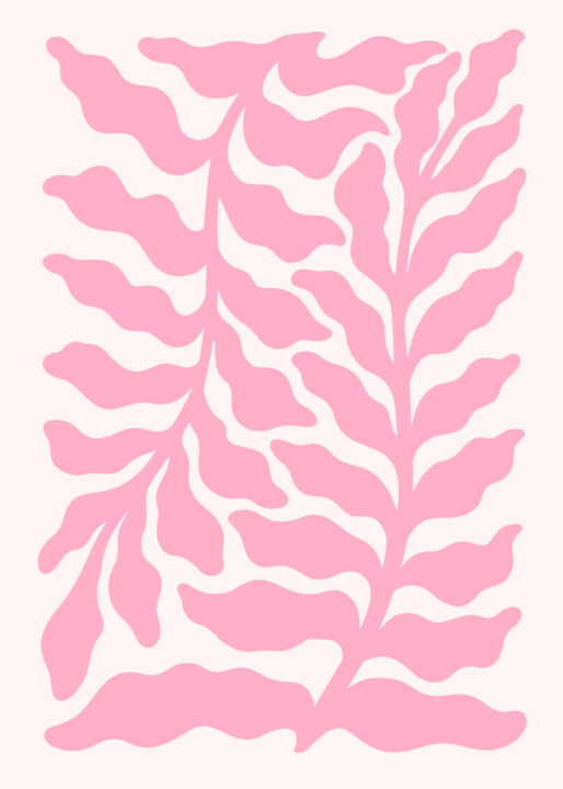Digitale Kunst getiteld "Pink Coral Branches" door Chun Yu Guan, Origineel Kunstwerk, AI gegenereerde afbeelding Gemonteerd…