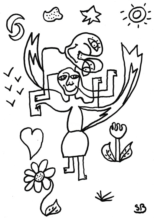 " Rêve des amoureux " 图画, 11.8x8.3 in