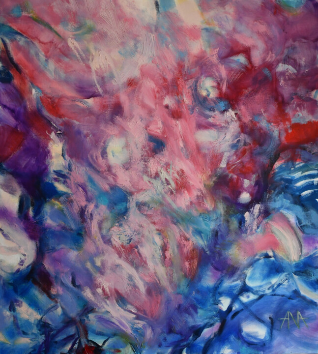 Painting titled "Oddech duszy" by Ana Smarz, Original Artwork, Oil Mounted on Wood Stretcher frame