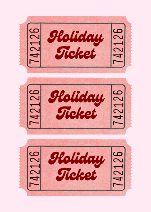 Vintage Holiday Ticket Set Digital Arts, 46.5x65.1 in