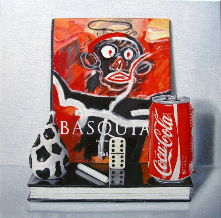Un Coca avec Basquiat 绘画, 15.8x15.8 in
