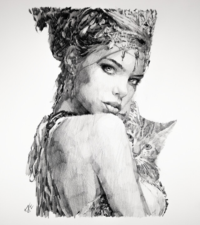 The Cat Queen Disegno, 15x11 in