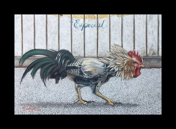 Painting titled ""Giro"" by Abraham Galicia, Original Artwork, Oil Mounted on Wood Stretcher frame