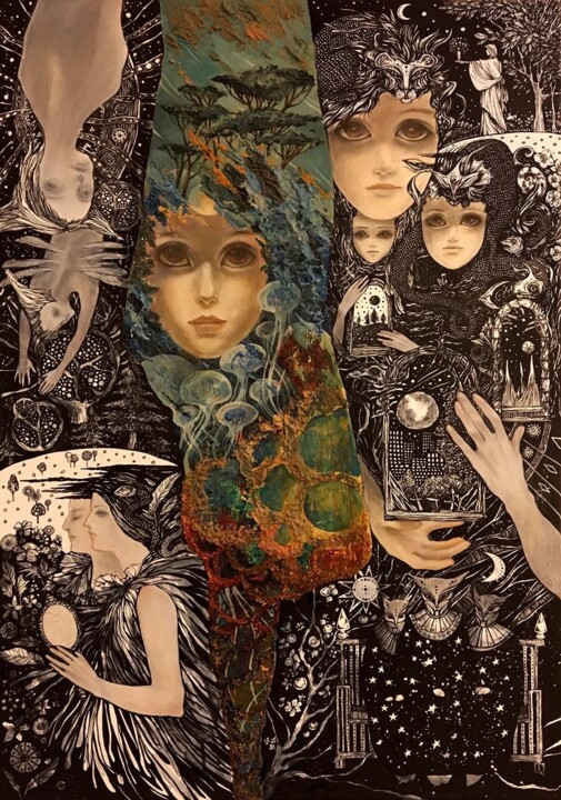 Double World 绘画, 39.4x27.6 in