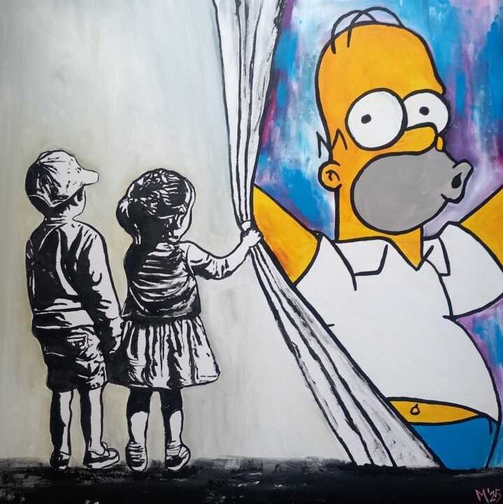 Schilderij getiteld "Eine anderere Welt" door Ole Müller, Origineel Kunstwerk, Acryl Gemonteerd op Frame voor houten brancard