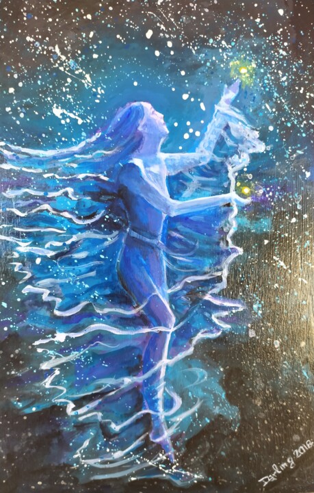 Sogno in Blu Schilderij, 11,8x7,9 in