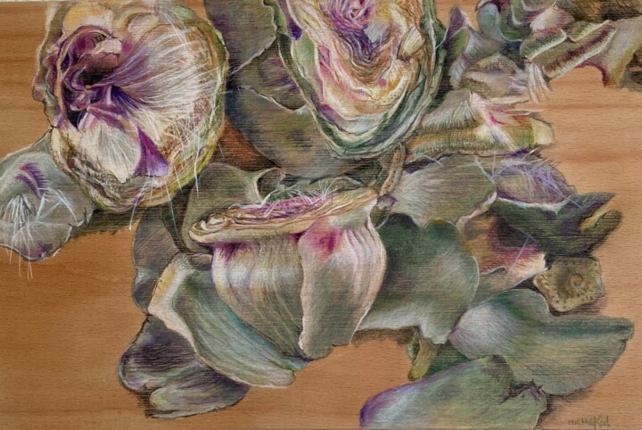 Coeurs et foins Drawing, 7.9x11.8 in