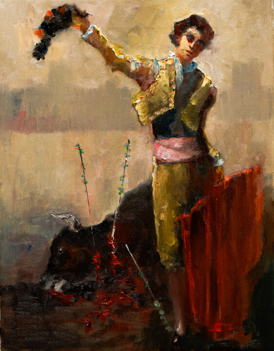 Painting titled "his fate" by Pavel Filin, Original Artwork, Oil Mounted on Wood Stretcher frame
