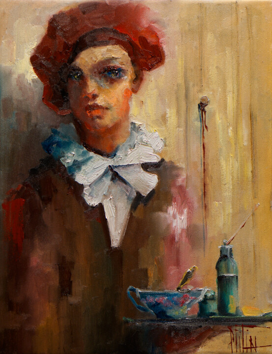 Painting titled "cocoa" by Pavel Filin, Original Artwork, Oil Mounted on Wood Stretcher frame