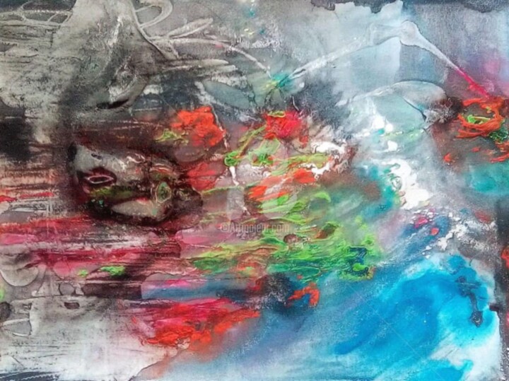 Painting titled ""JE DEFERLE"" by Paula Clemence, Original Artwork, Lacquer