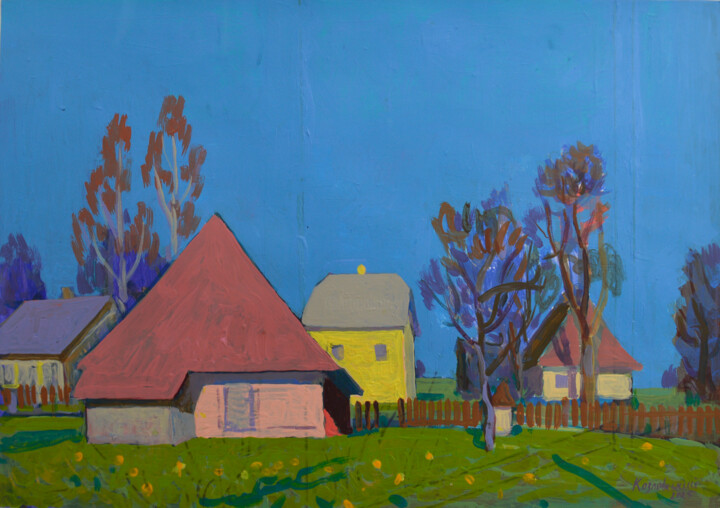 Spring motif. Village Schilderij, 13,8x19,7 in