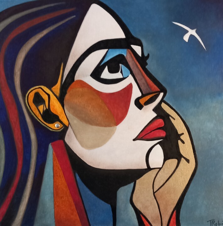 Pensive N°1 绘画, 15.8x15.8 in