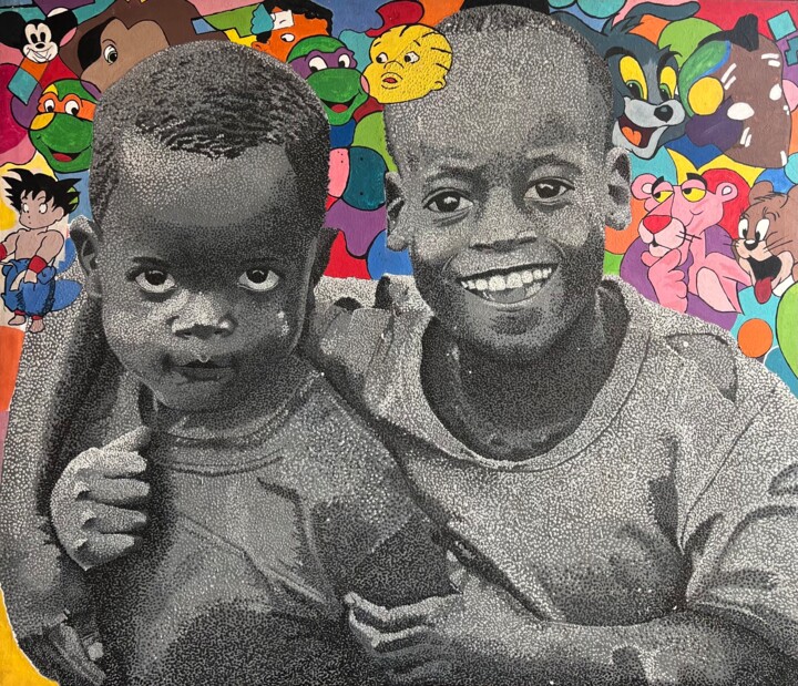 Painting titled "Down memory lane" by Ebedmelech Nzume Tsala, Original Artwork, Acrylic