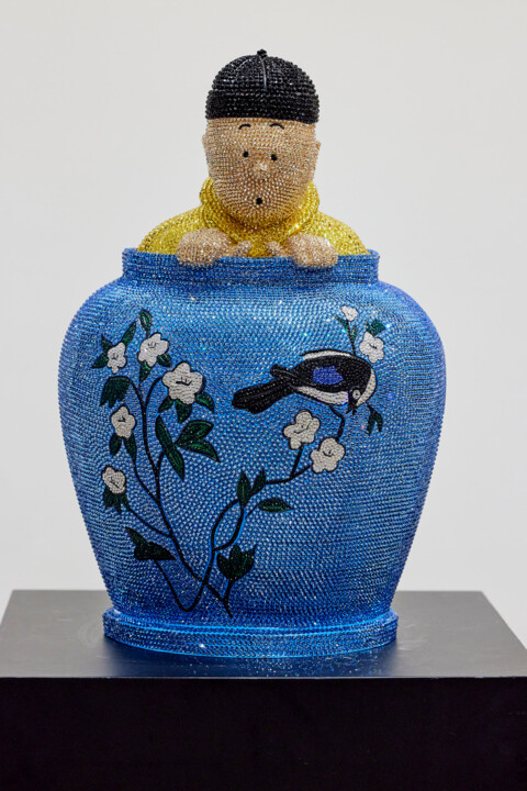Tintin blue lotus full Swarovski Scultura, 22,1x13,8 in