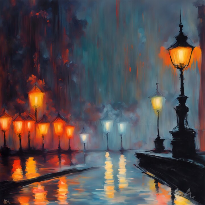 Quais de Seine Nocturnes sous la Pluie - Peinture Numérique 数字艺术