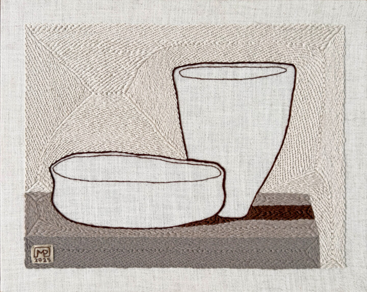 Текстильное искусство под названием "Vase Composition XV…" - Milena Paladino, Подлинное произведение искусства, вышивка