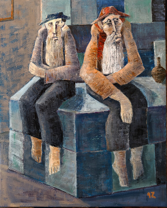 Two Old Souls Painting, 19.7x15.8 in