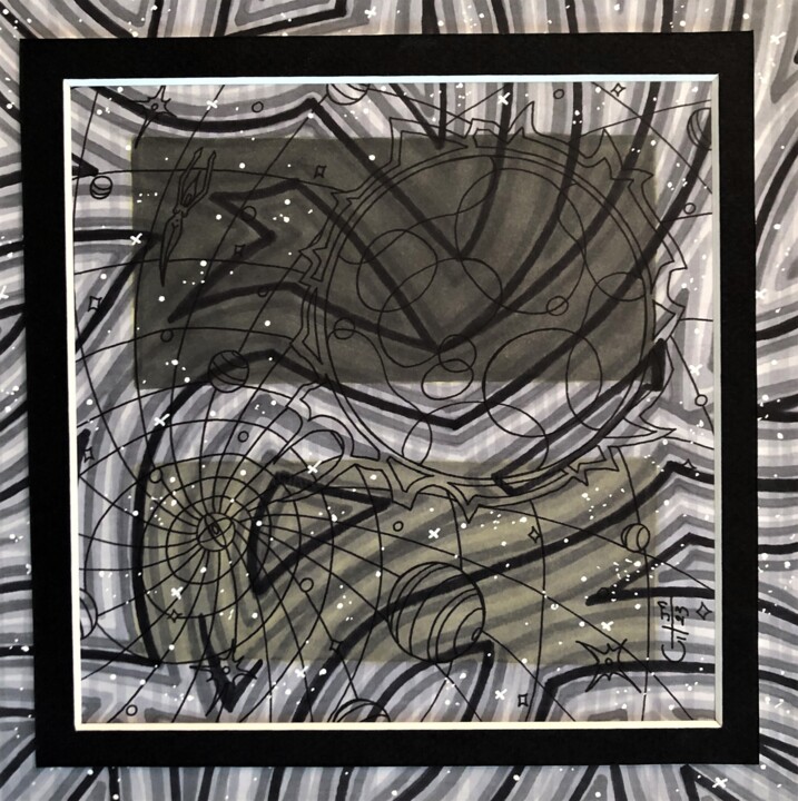 (283) - union cosmique ( galaxi'chédélique/Rothko ) Drawing, 7.9x7.9 in
