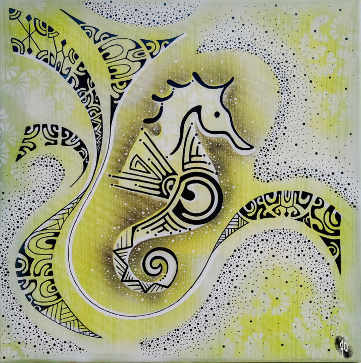 Mo'ho lio - hippocampe 绘画, 11.8x11.8 in