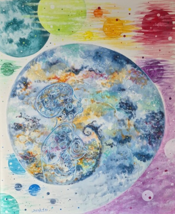 Poussières d’étoiles. 绘画, 21.7x18.1 in