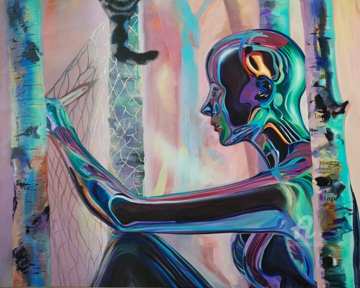 Whispers Amongst Nets and Birches Pittura, 31,5x39,4 in