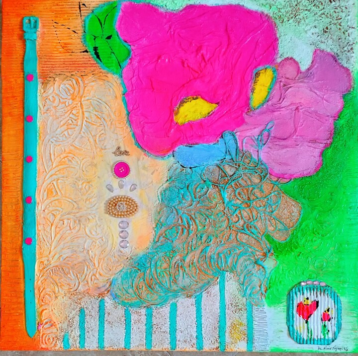 Collages titled "VIEJOS RECUERDOS" by M. Ruiz Figueras, Original Artwork, Collages Mounted on Wood Stretcher frame
