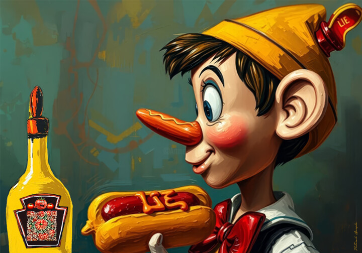 绘画 标题为“Hot lies dog” 由Patrick Osinski, 原创艺术品, 丙烯 安装在artwork_cat.上