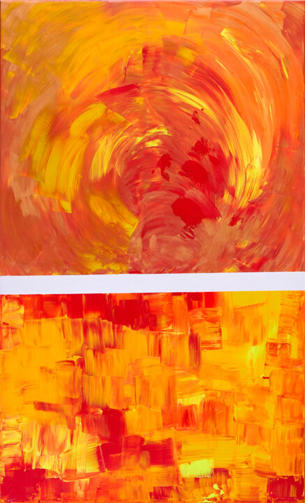Painting titled "Kaleidoscope of Fire" by Vladilena Cherednichenko, Original Artwork, Acrylic Mounted on Wood Stretcher frame