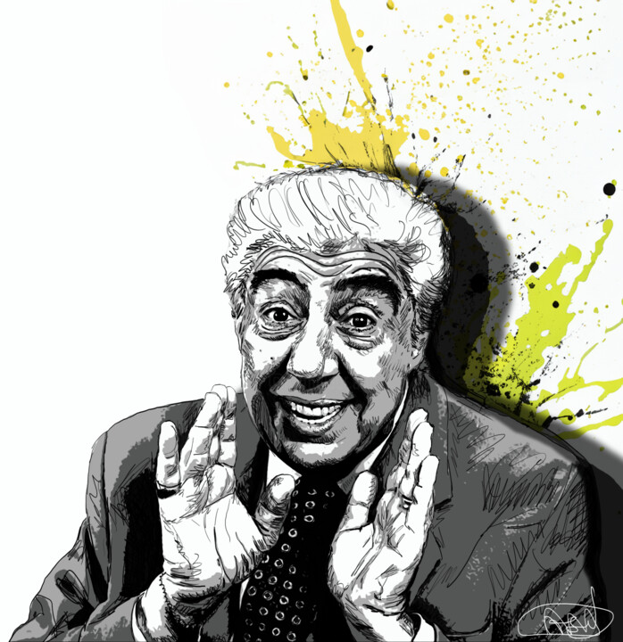 Digital Arts titled "Gino Bramieri" by Marzia Schenetti, Original Artwork, Digital Painting
