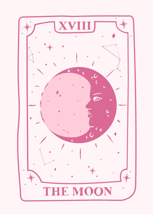 The Moon Tarot Card Art Print 数字艺术, 46.5x65.1 in