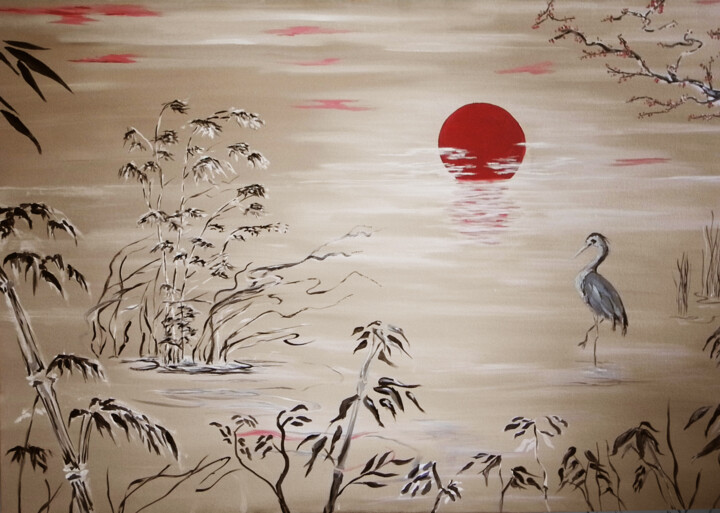 LE HERON AU SOLEIL 绘画, 31.9x45.7 in